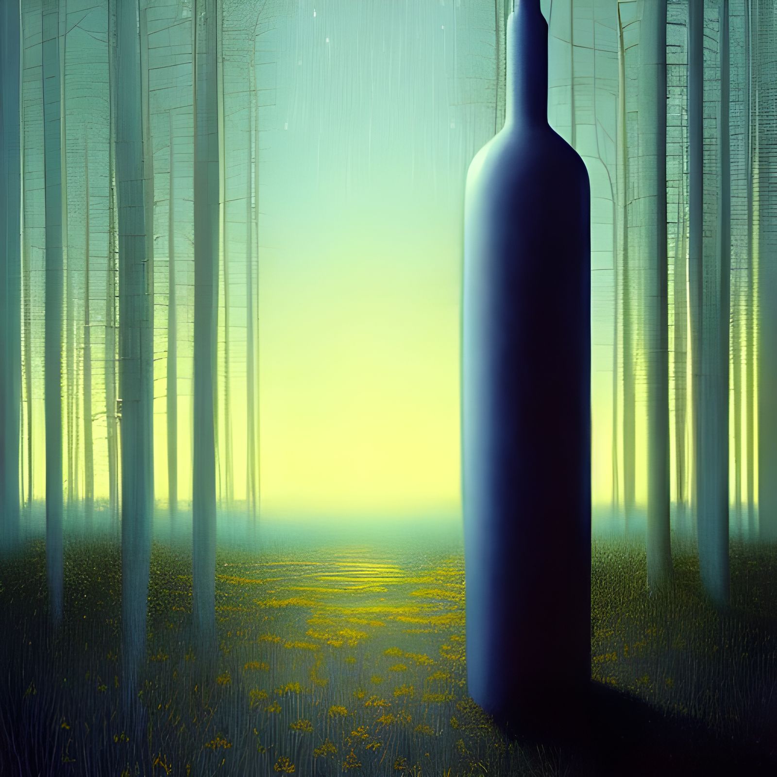 Surreal Bottle of Blues Digital Illustration