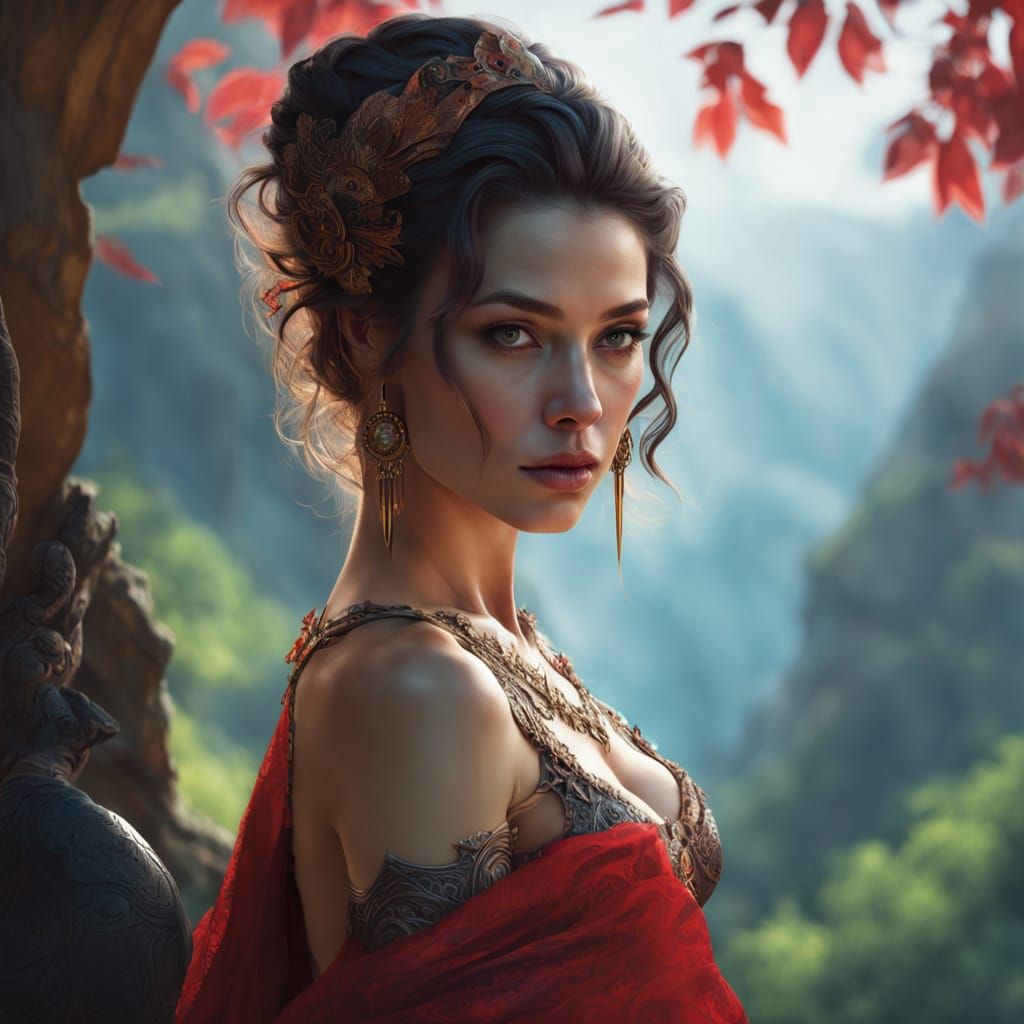 Fantasy Woman in Ethereal Forest