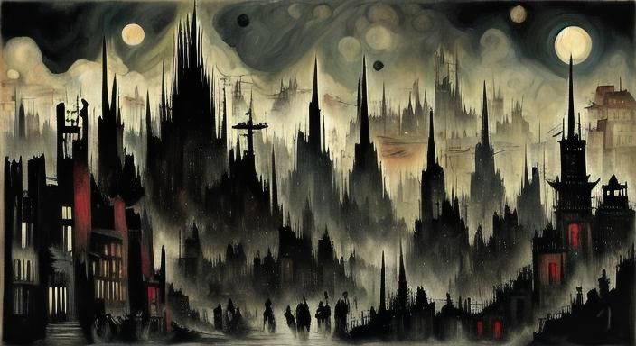 Gothic Monster in Kandinsky-Style Night