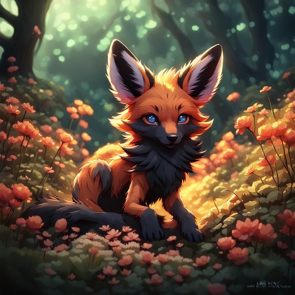 cute baby maned wolf