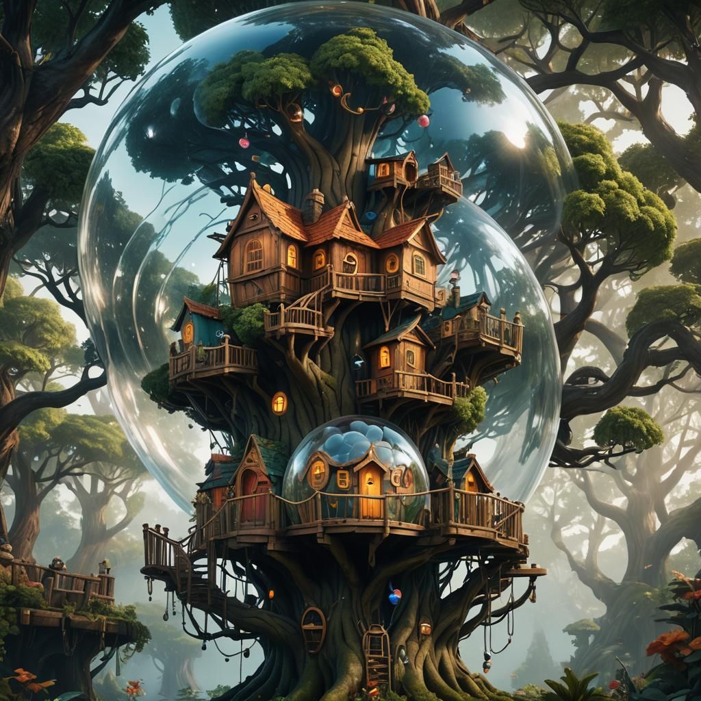 Treehouse in a Bubble: Detailed Matte Painting