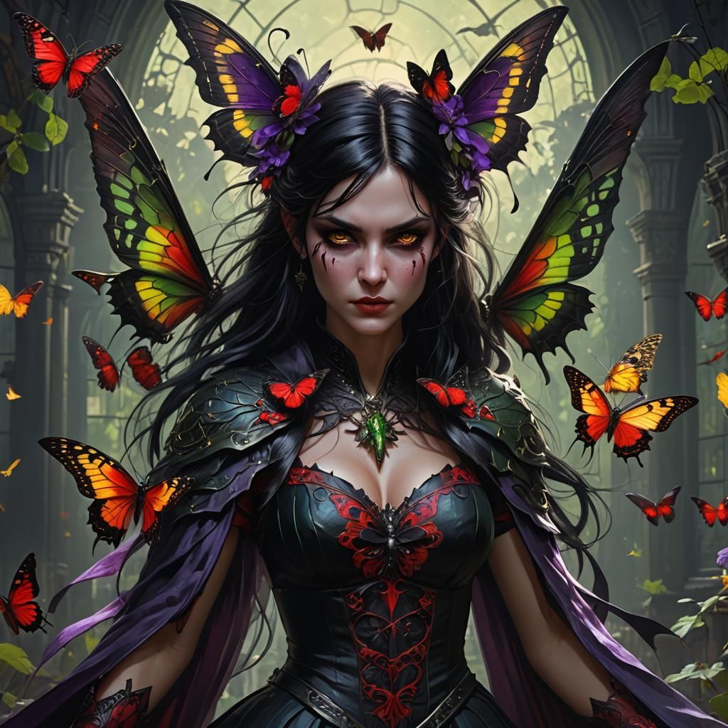 Vampire with Butterfly Wings: Dark Fantasy Concept Art