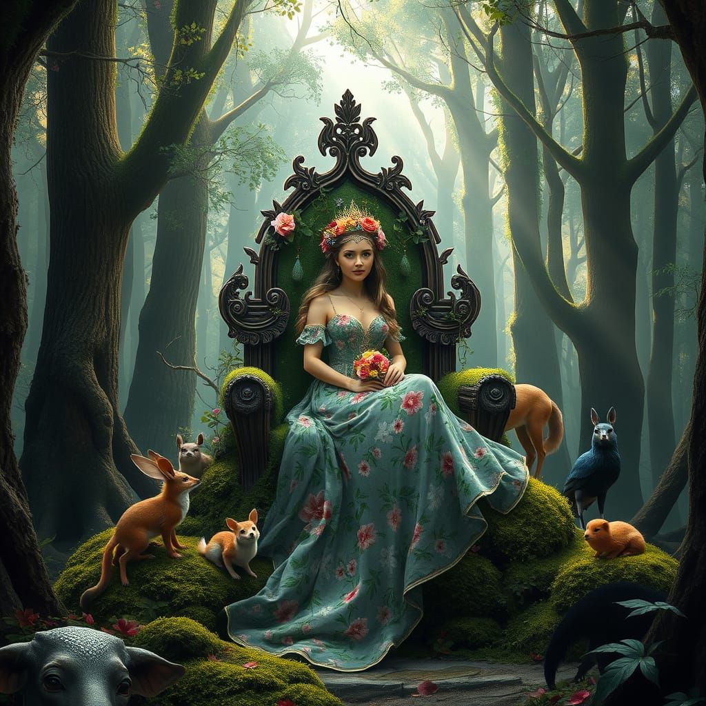 Ethereal Forest Princess in Whimsical Fantasy Style
