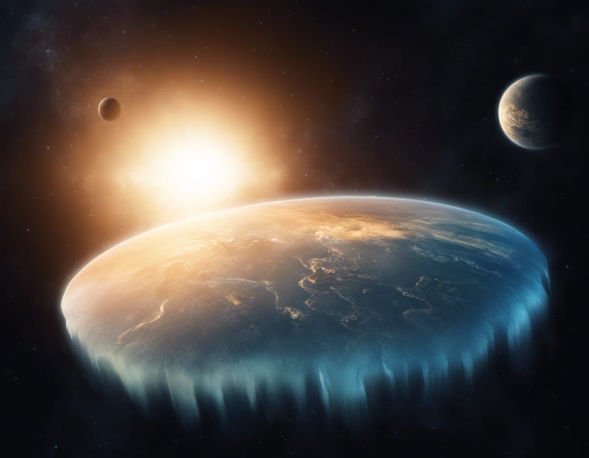 Flat Earth Floating in Space: Detailed Matte Painting