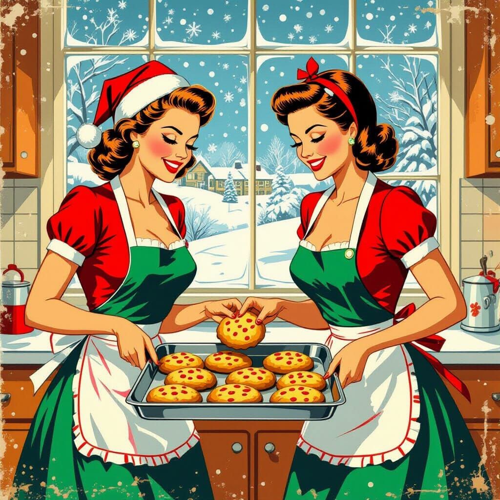 Retro Pin-Up Christmas Cookies in Pop Art Style
