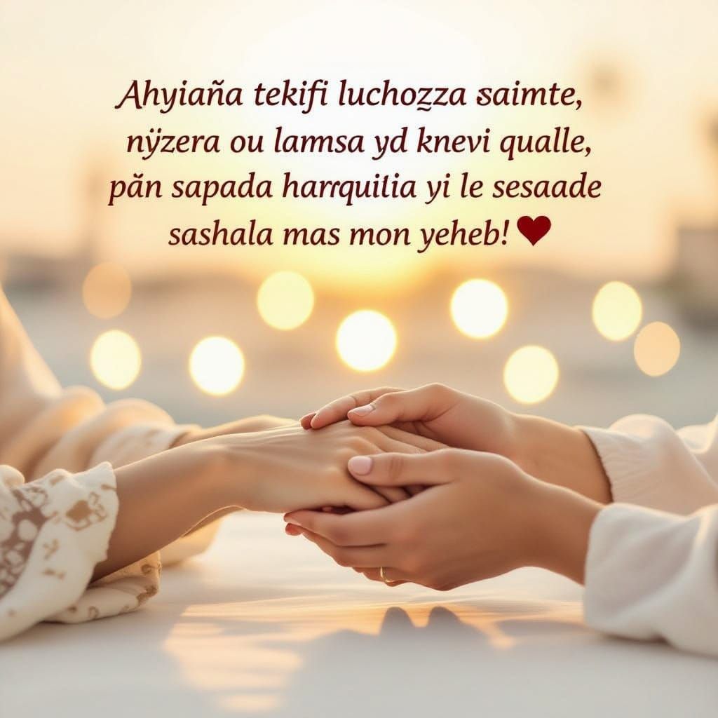 Tender Hands Touching in Golden Light, Watercolor Style