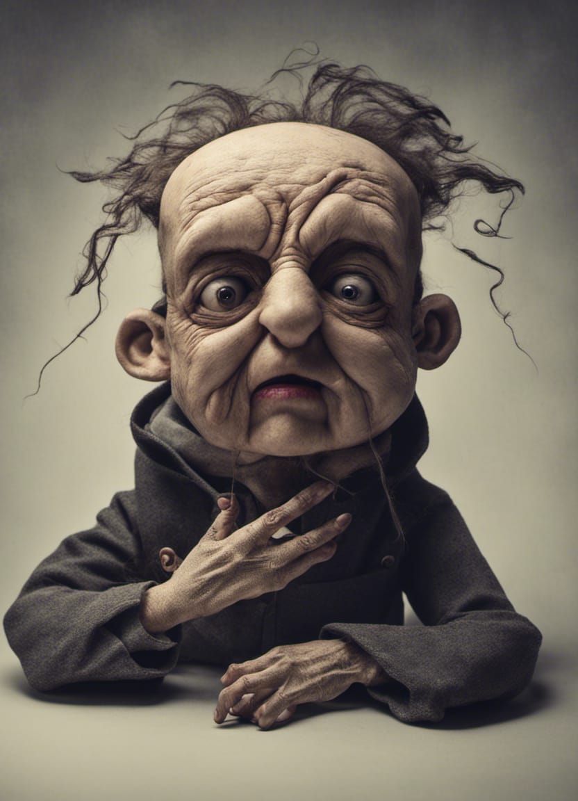 Ominous Whimsical Puppet in Dark Humor Horror Art