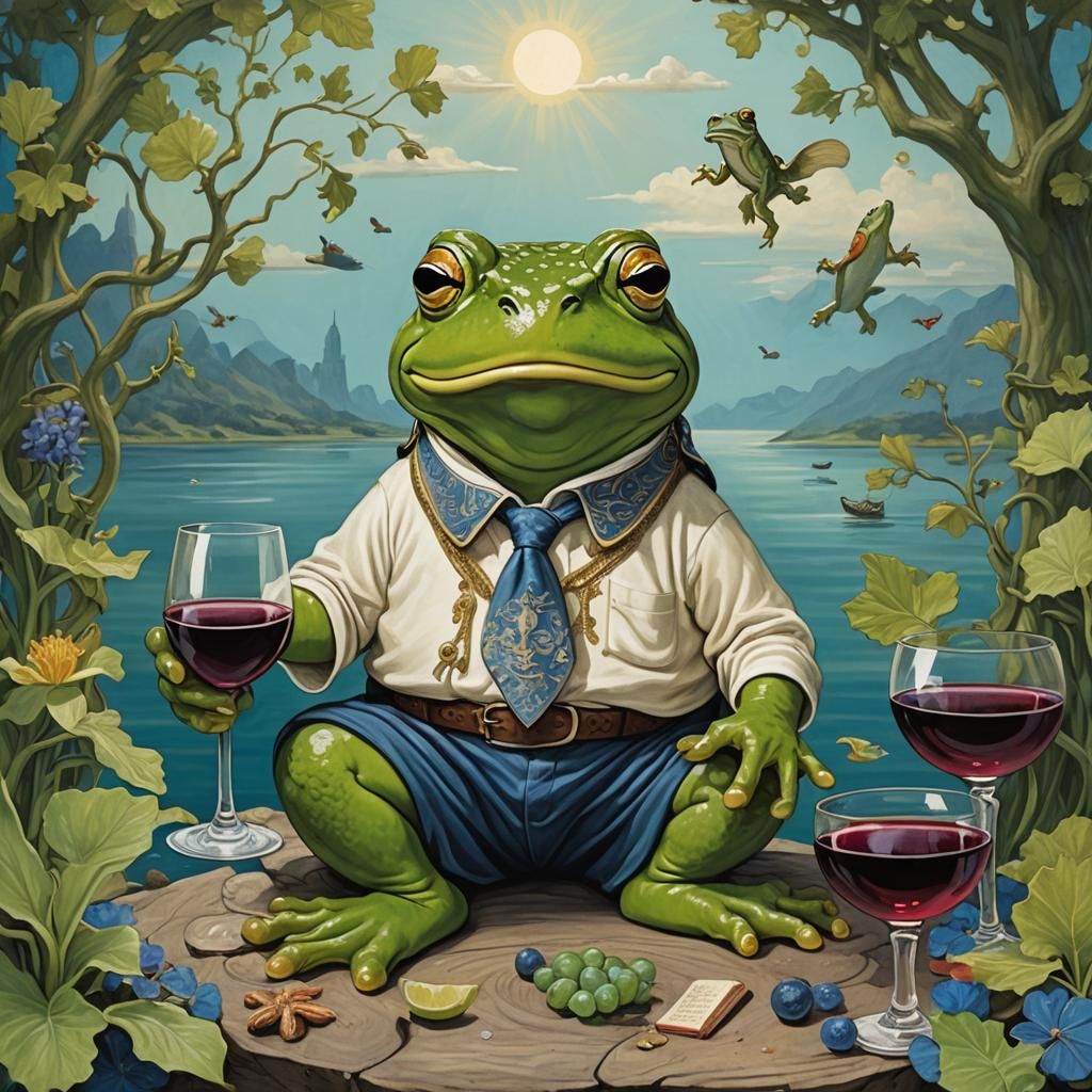 Joyful World: A Surreal Fantasy Scene in Vivid Colors