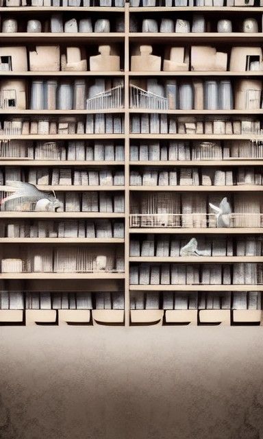 Cozy Anime Store with Bird Cages and Aquariums