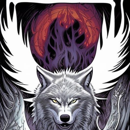 Elemental Wolf of Earth in Comic Book Style