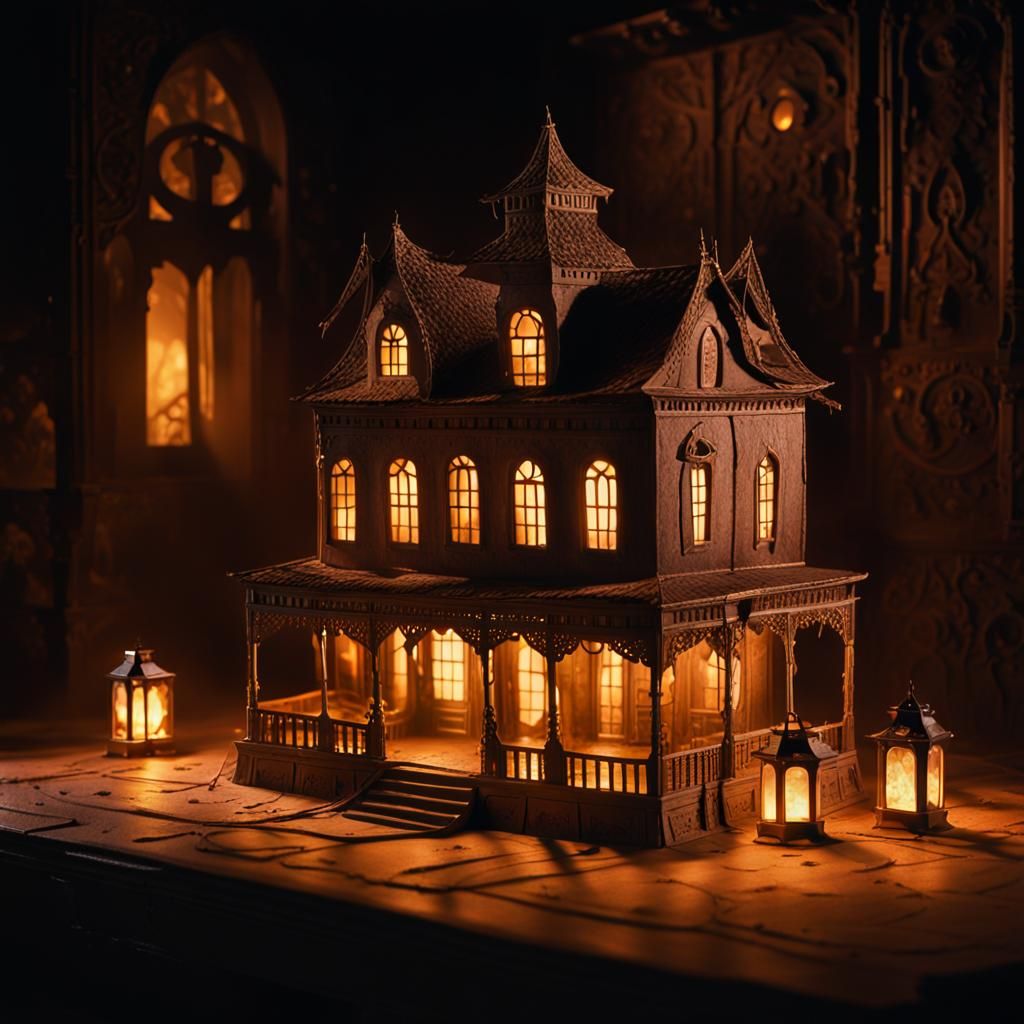 Vintage Haunted House Toy in Fantasy Style
