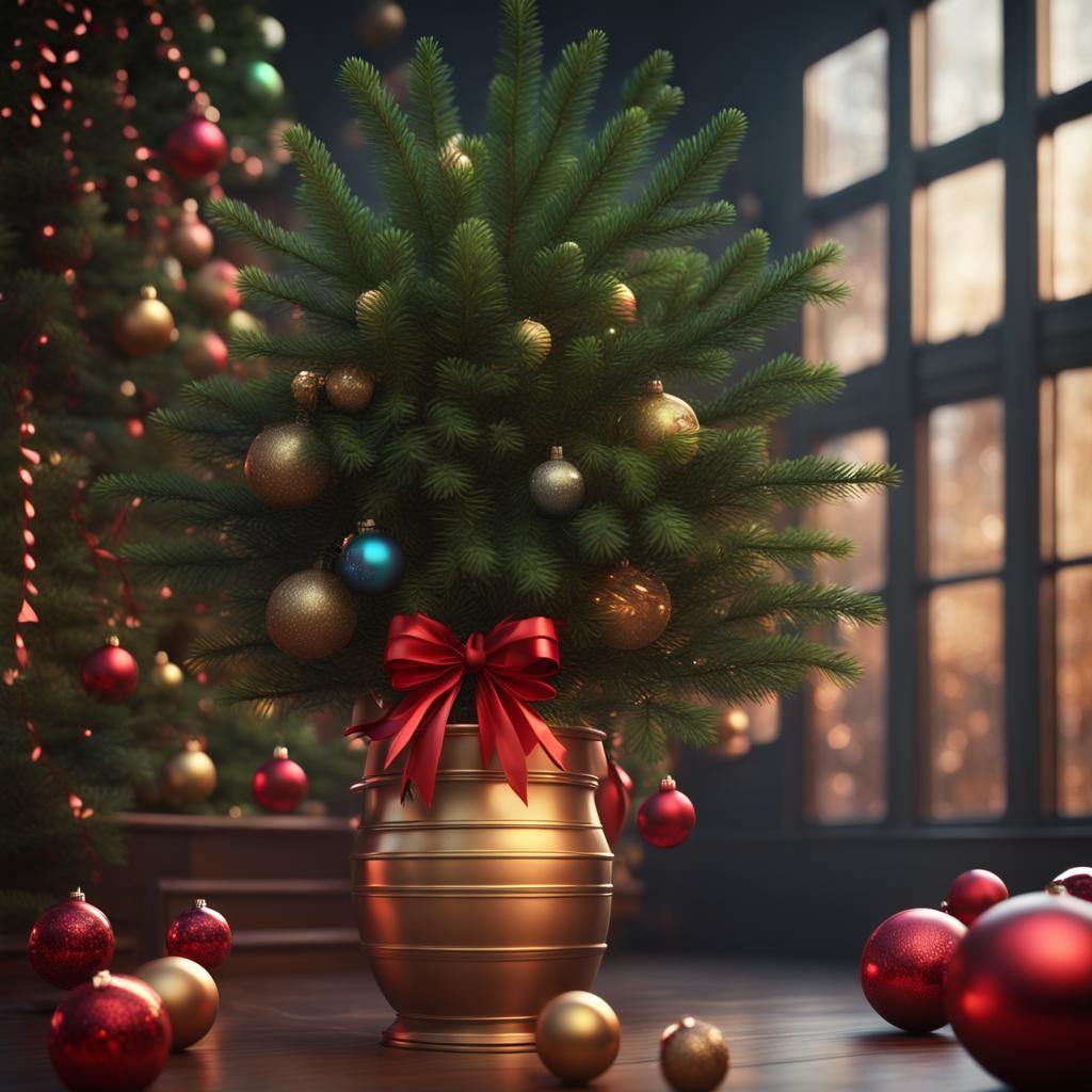 Festive Norfolk Island Pine Christmas Tree Art