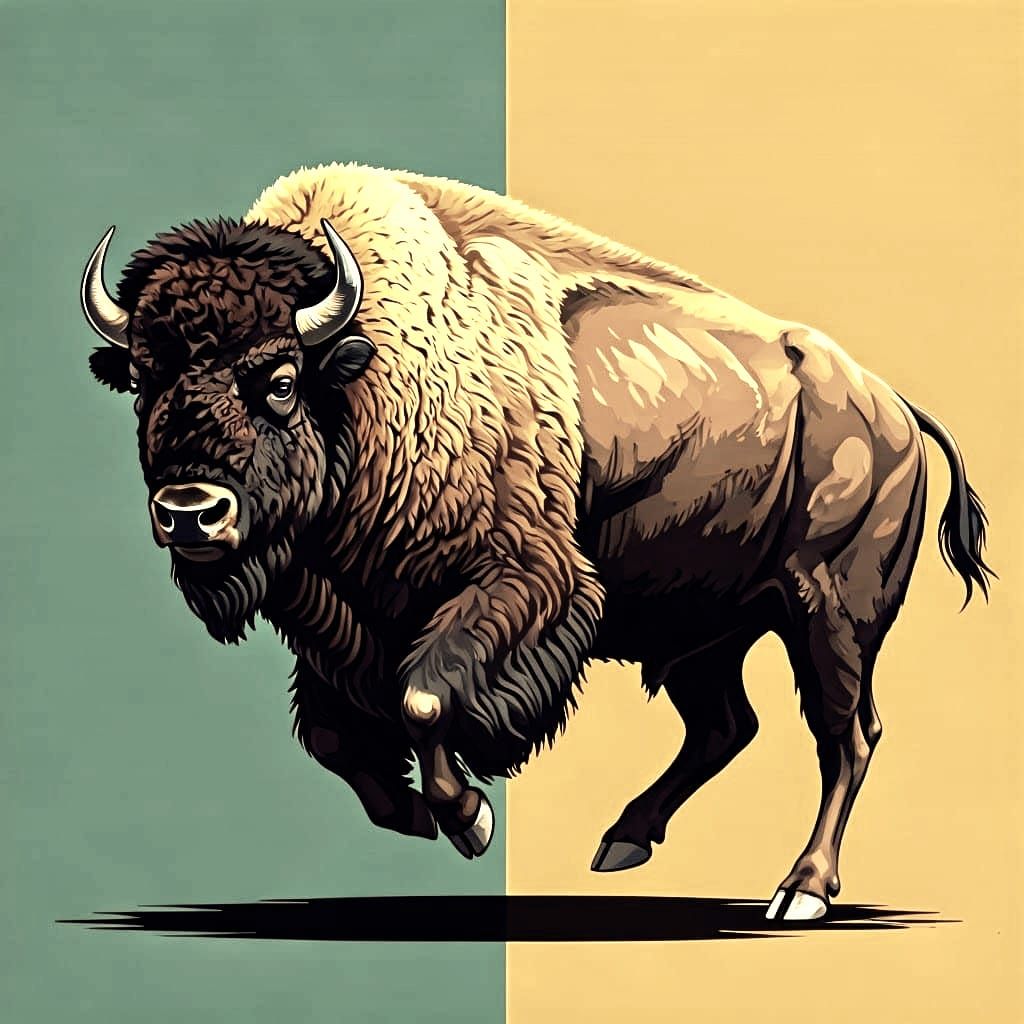 Bison in Pop Art Style Running Right