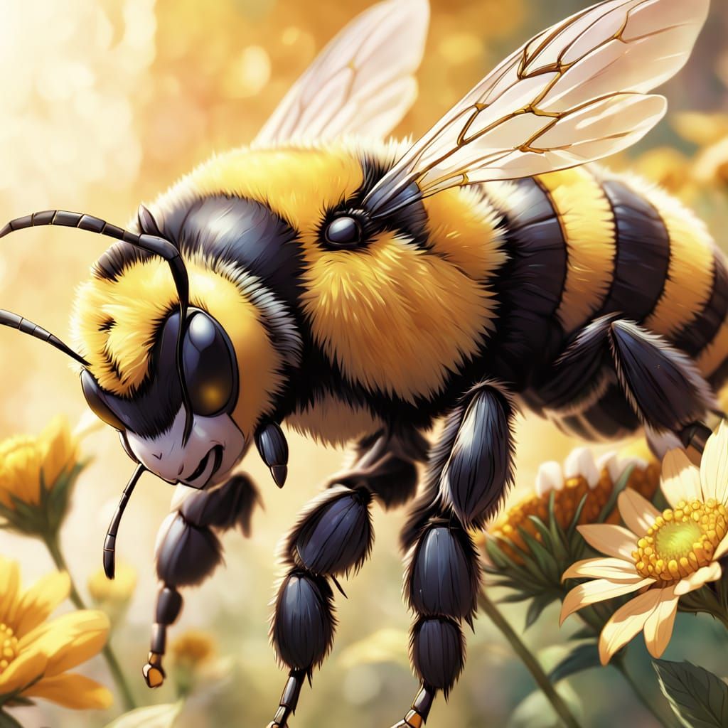 Sleepy Bumblebee in Anime Manga Style