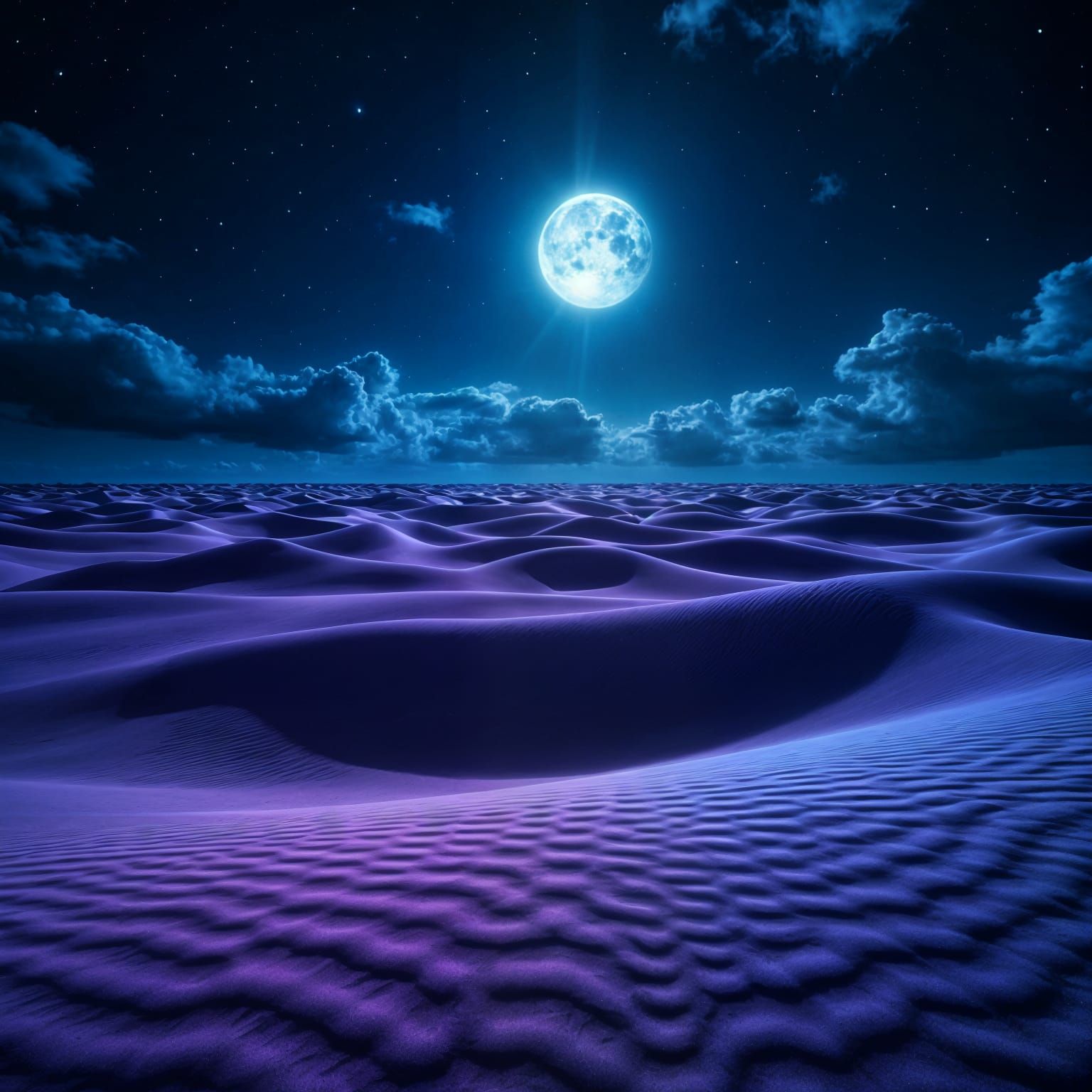 Surreal Sand Dunes Shine Under Full Moon