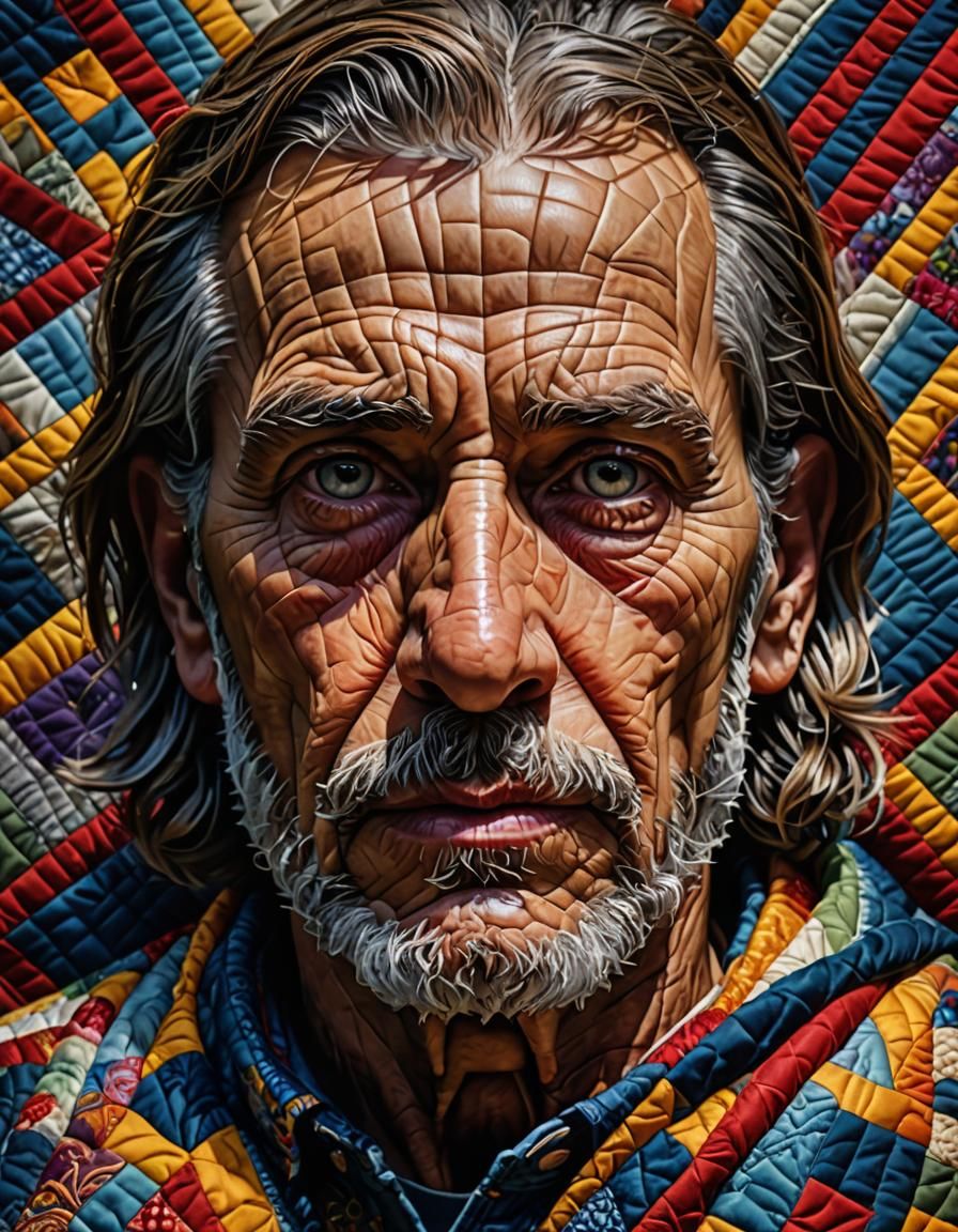 quilt art of a human portrait