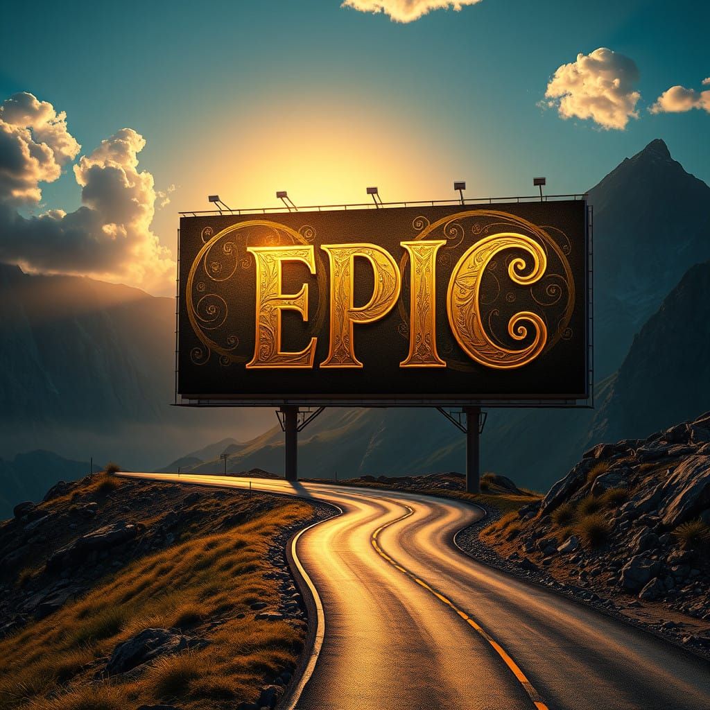Epic Billboard in Majestic Mountains