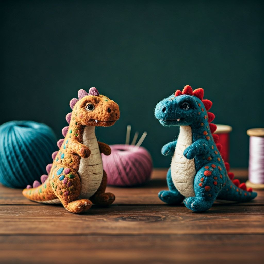 Adorable Felt Dinosaur Plushies in Storybook Style