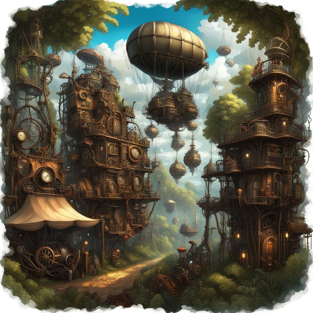 Steampunk rain forest