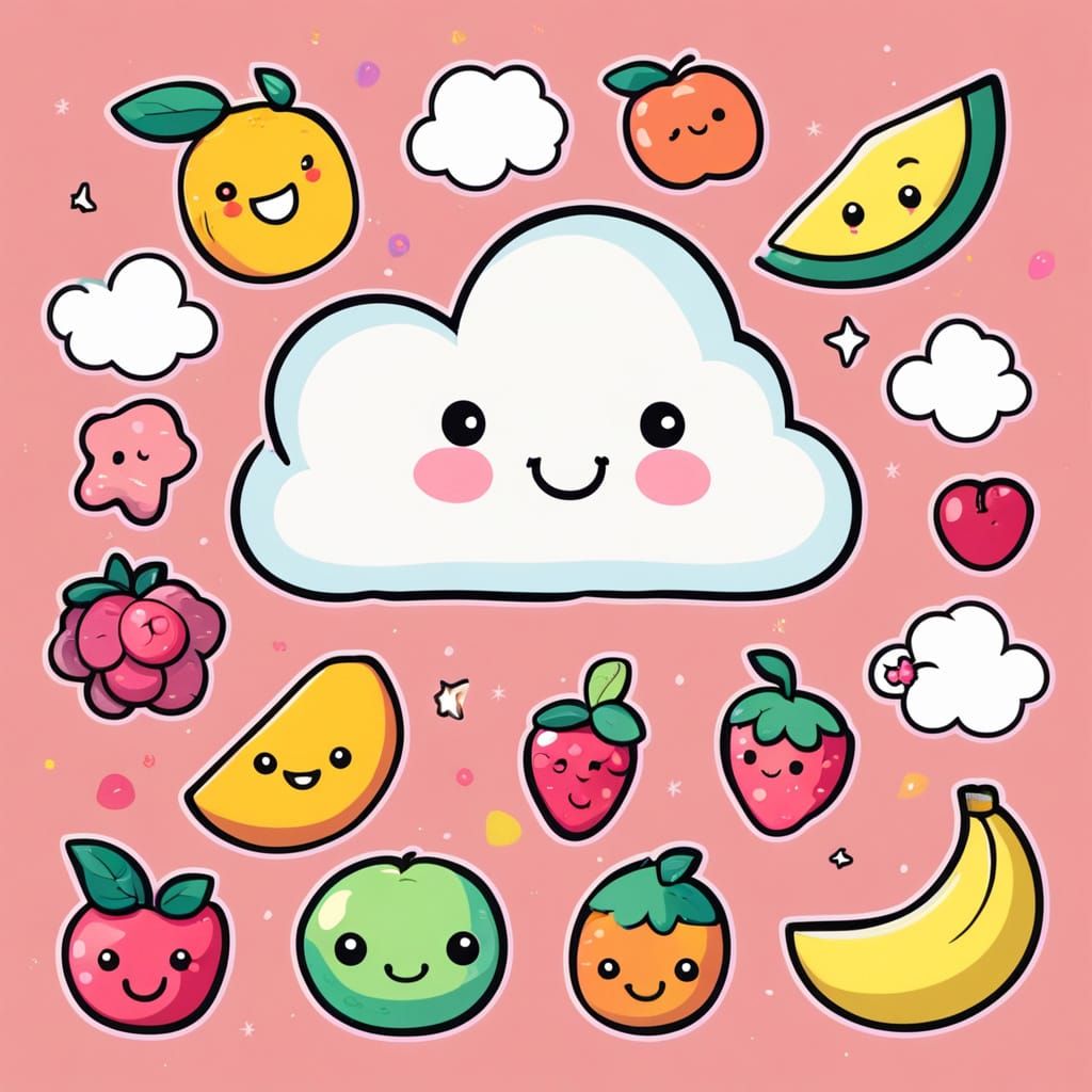 Kawaii Cloud Character with Pink Cheeks