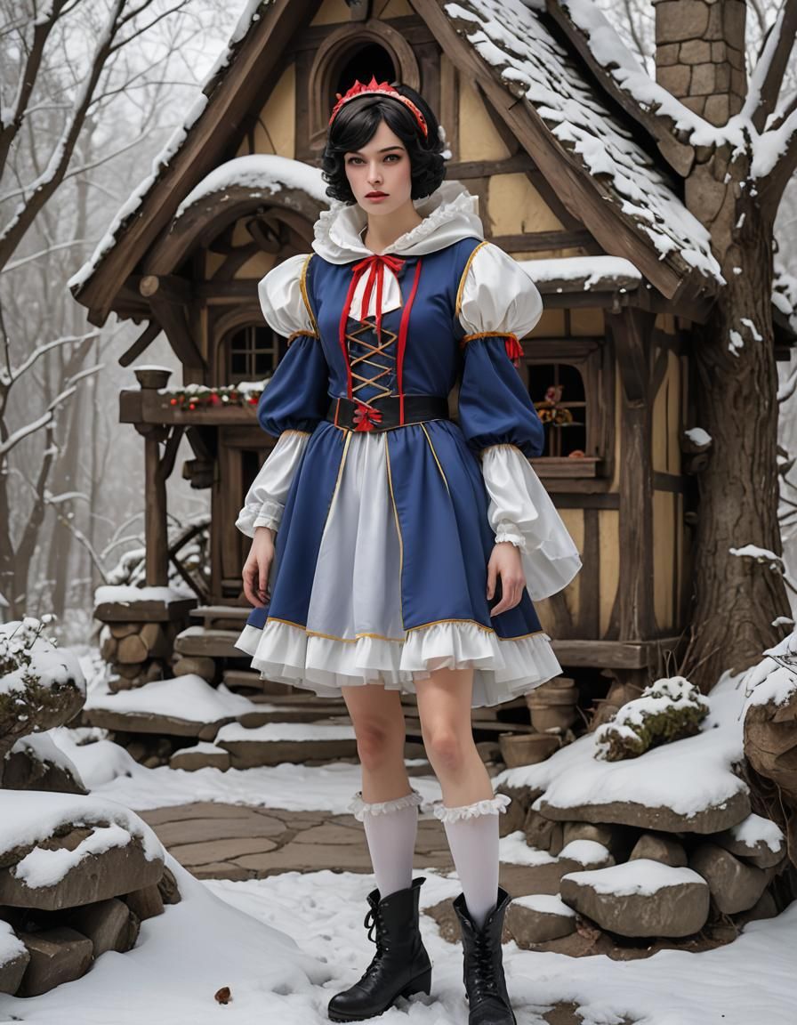 Tomboy Crossdressing as Snow White in Fairy House