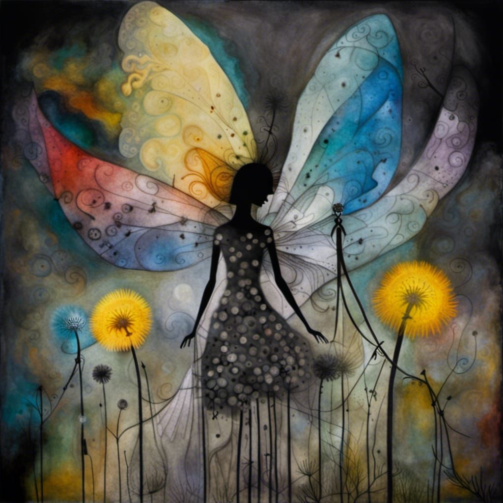 Fairies Making Wishes in Dandelion Dreamscape