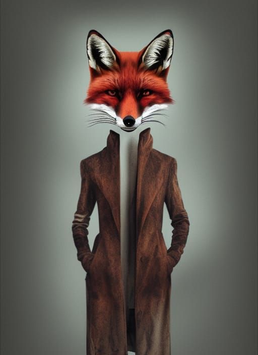 Hypermodern Anthropomorphic Fox in Dark Fantasy Style