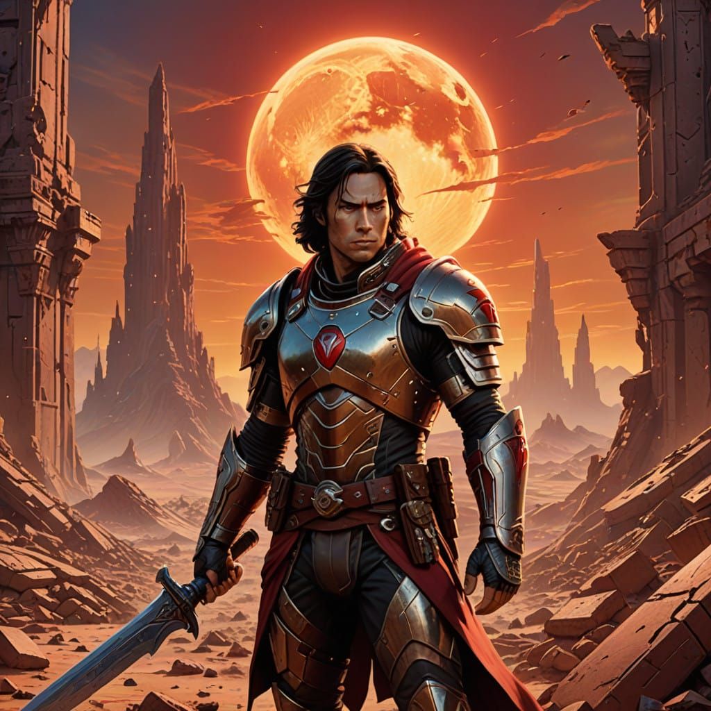Heroic Mars Warrior Rises Amidst Shattered City