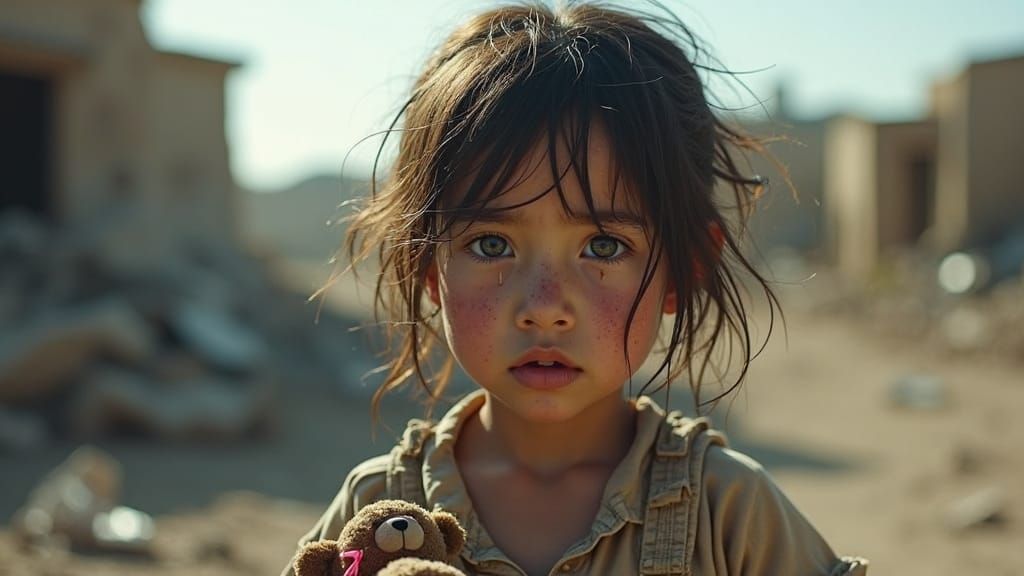 War's Toll: A Girl Amidst Devastation