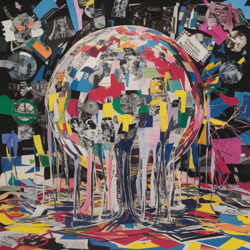 Melting World Collage in Dadaist Style