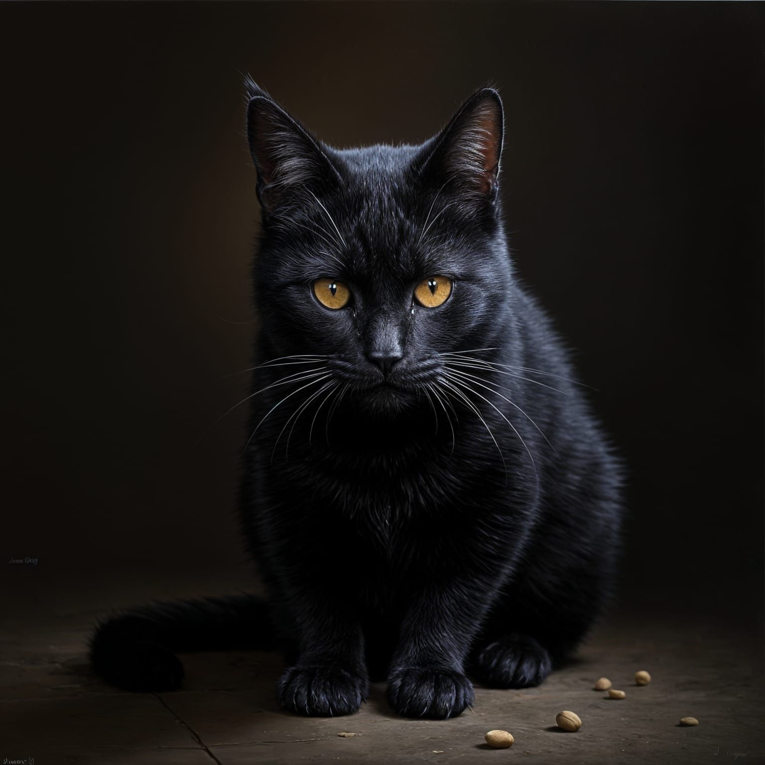 Menacing Black Cat Oil Painting