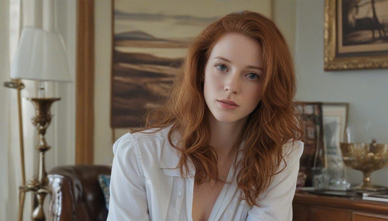 Elegant Woman Lost in Thought in a Cozy Room