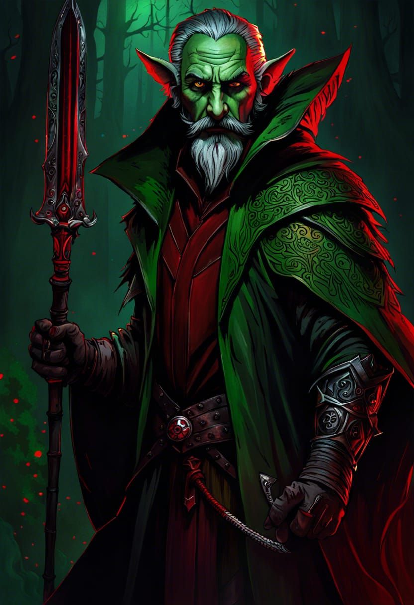 Gothic Firbolg Warrior with Red Rapier