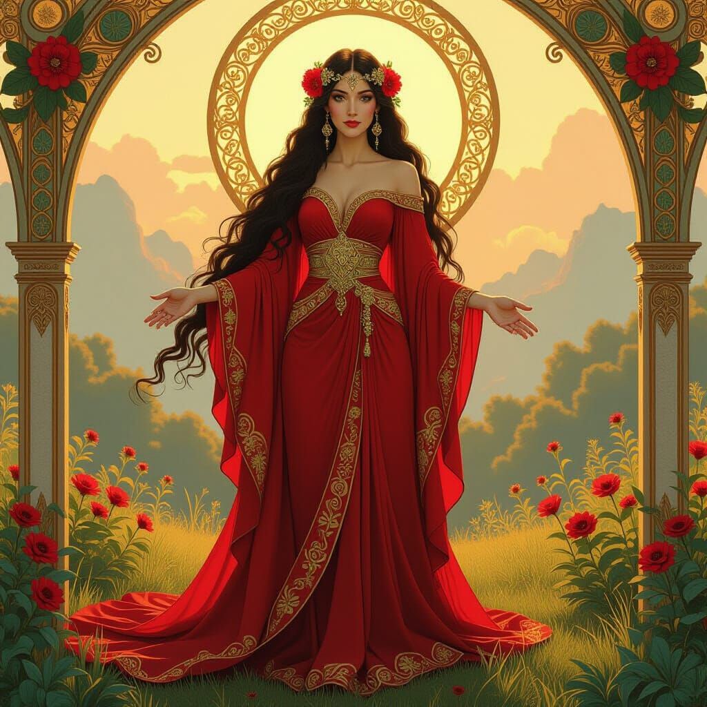 Hecate, Goddess of Protection in Art Nouveau Style