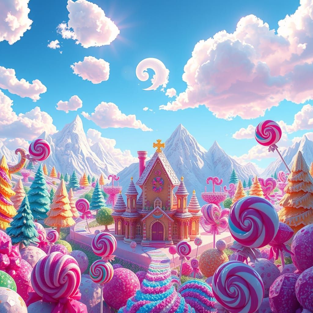 Surreal Candy Kingdom in Vibrant, Digital Realism