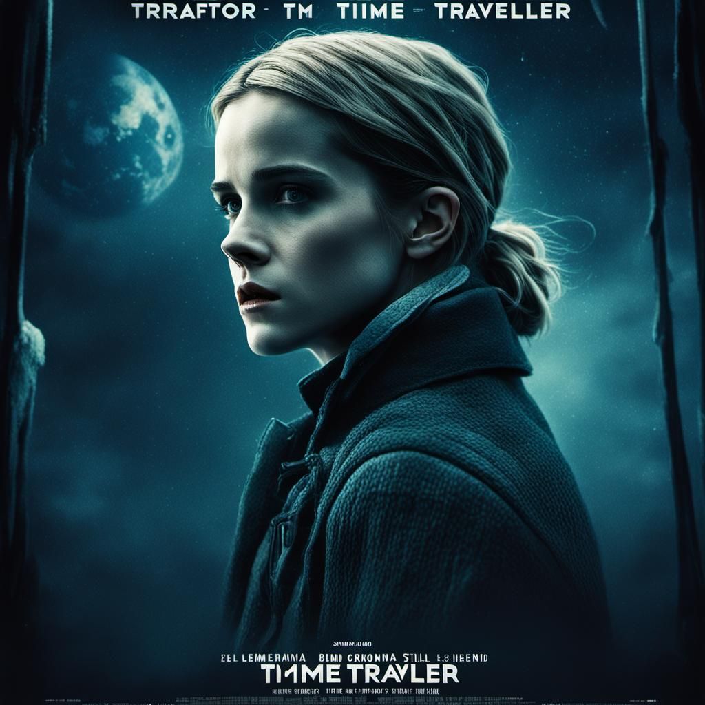 Blonde Time Traveler Film Poster: Cinematic 35mm Style