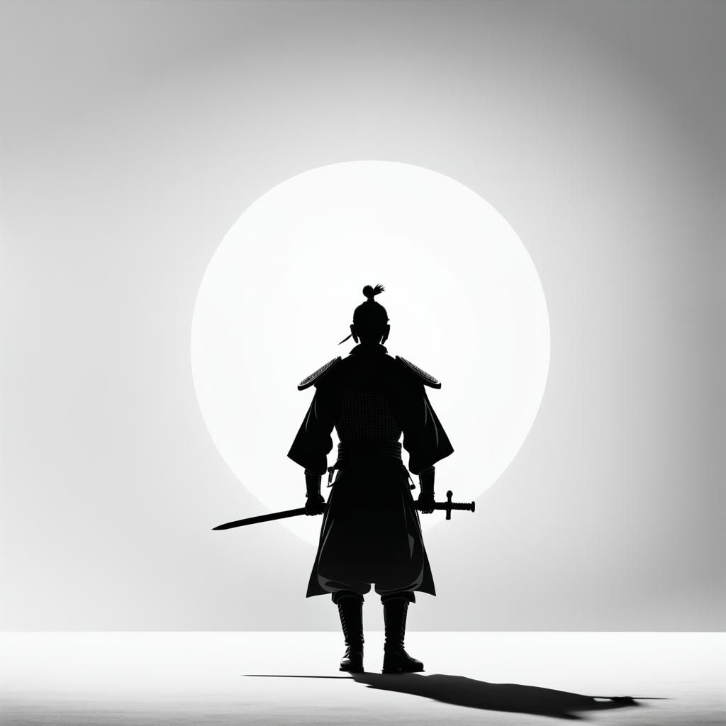 Dramatic Silhouette of Lone Samurai Warrior