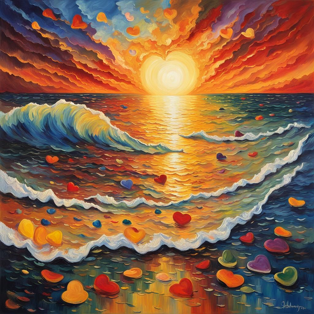 Golden Sun Painting with Heart Palette