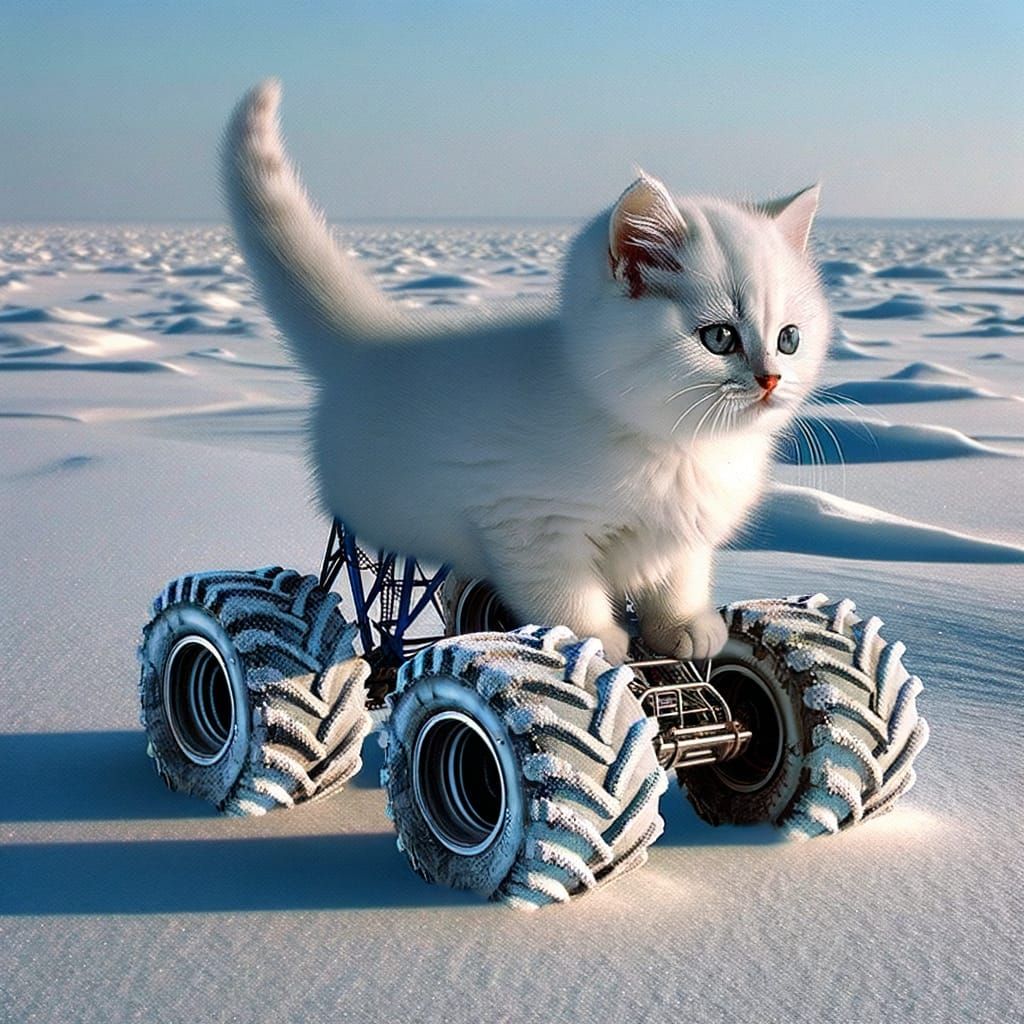 Arctic Monster Truck Kitten on Tundra