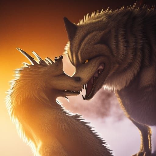 Dragon and Wolf Duet on Stage in Concert