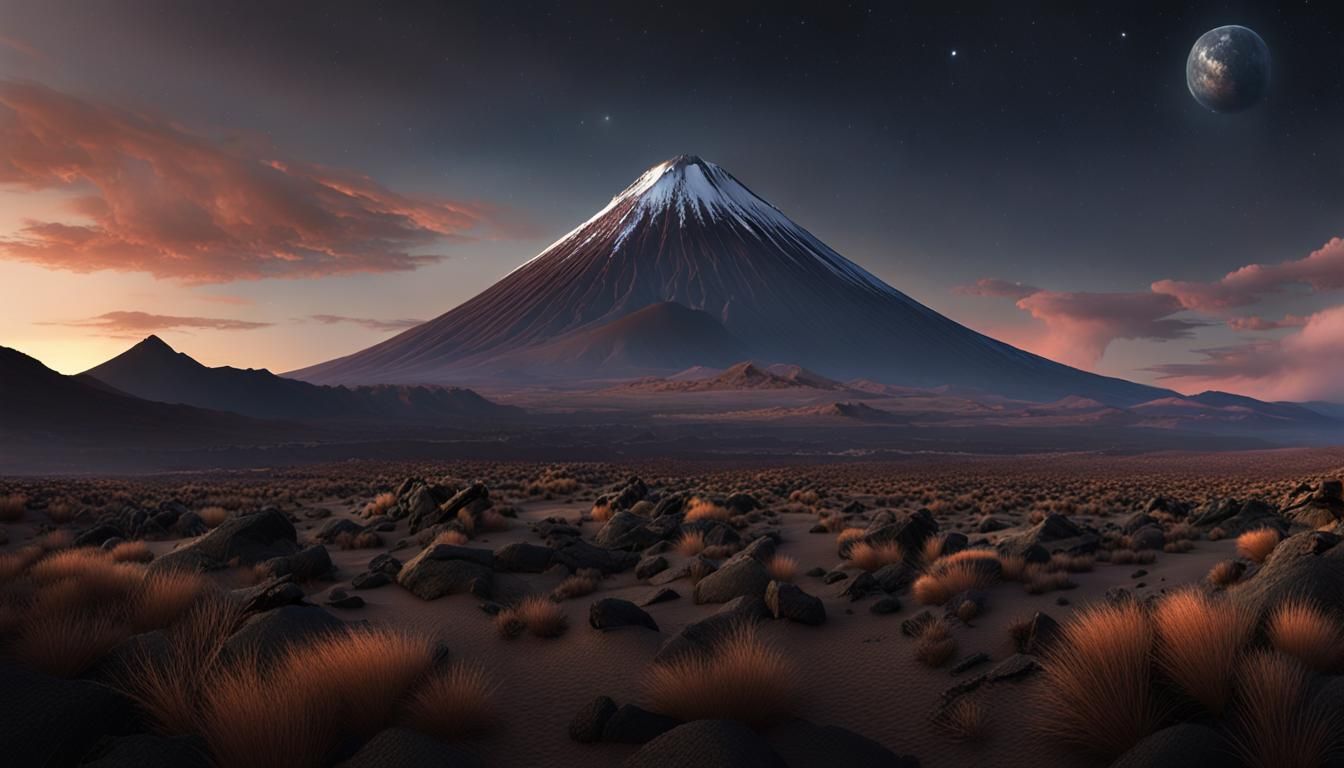 Majestic Mount Ngauruhoe in Dark Fantasy Style