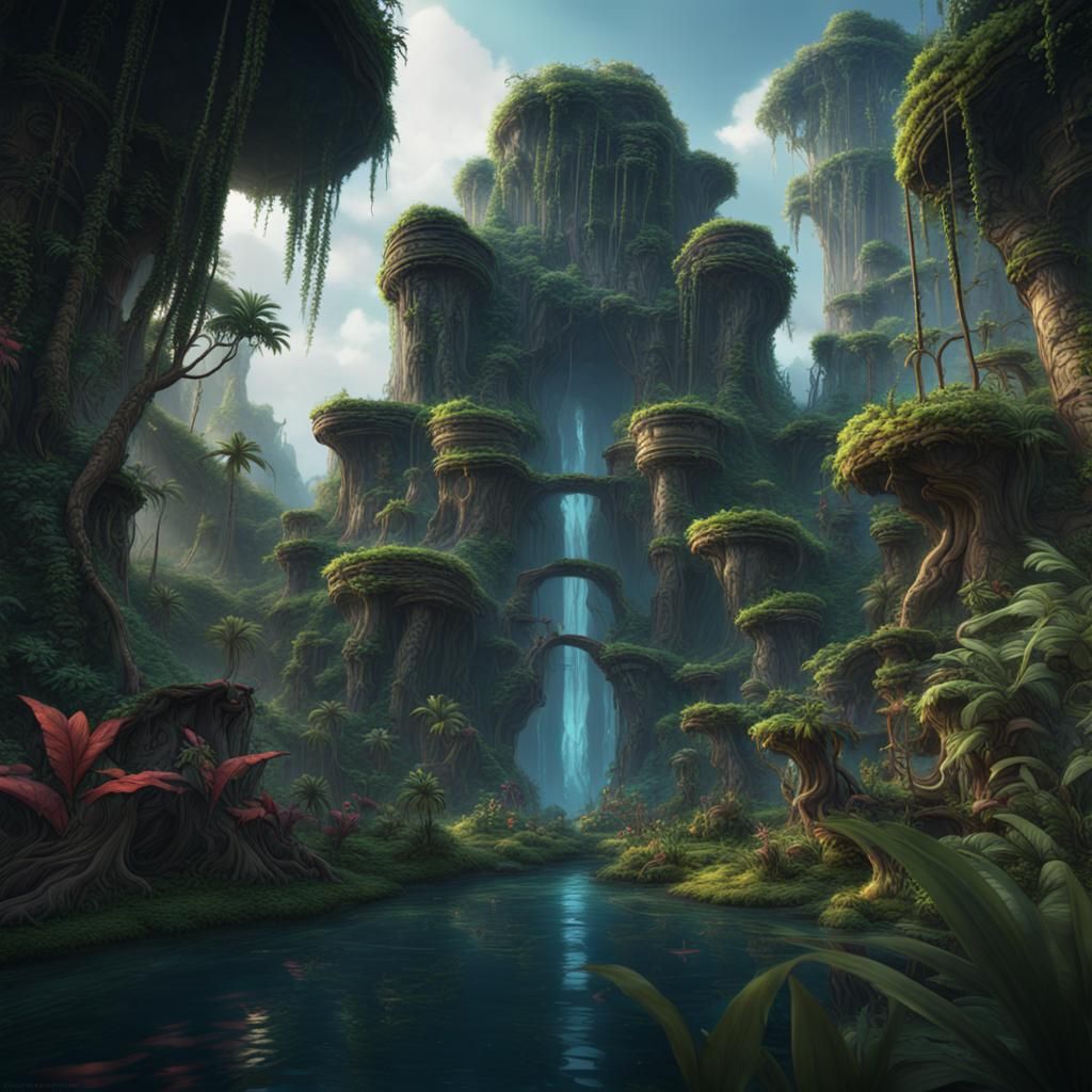 Enchanted Jungle: Detailed Matte Painting in 8K