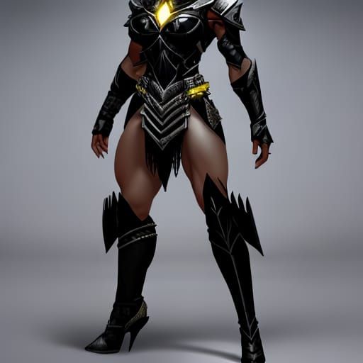 Detailed Female Figure in Damaged Stealth Armor