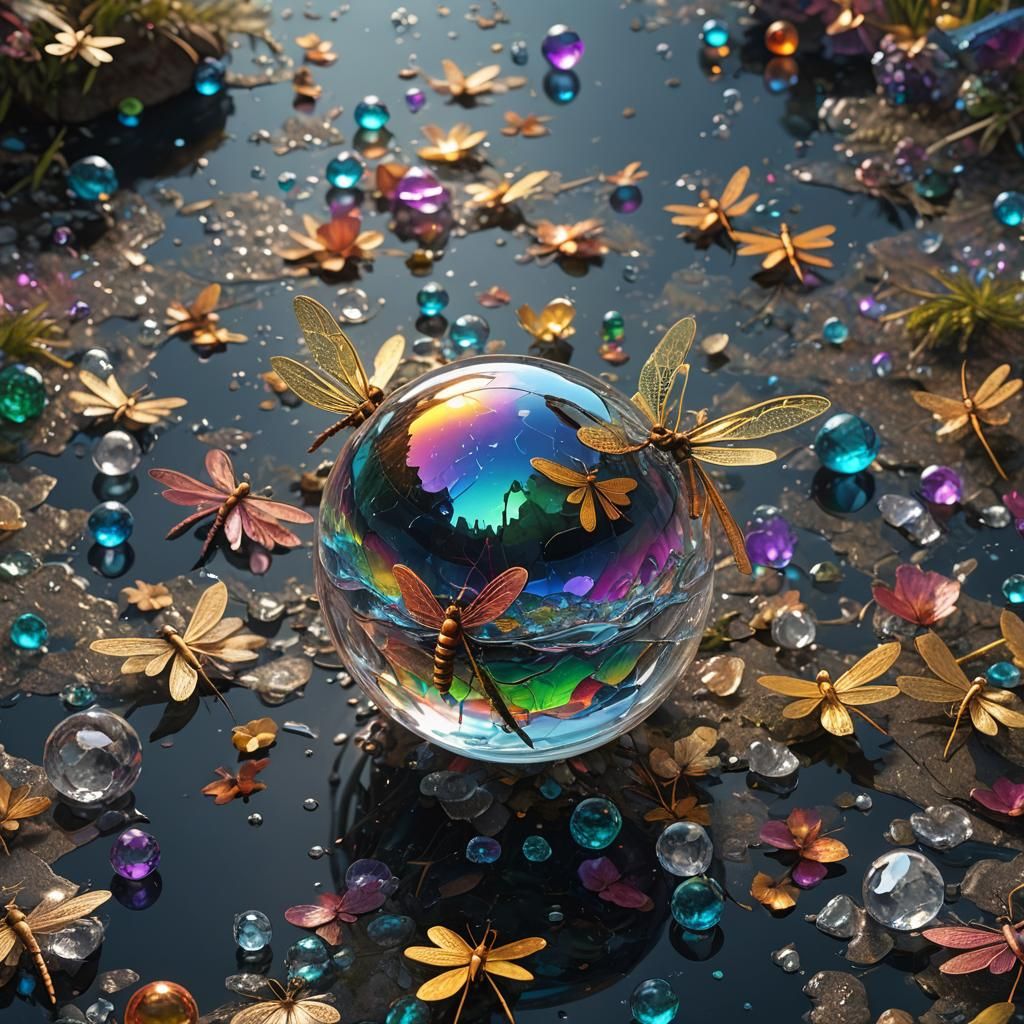 Prismatic Dragonfly Lands on Earth Crystal Ball