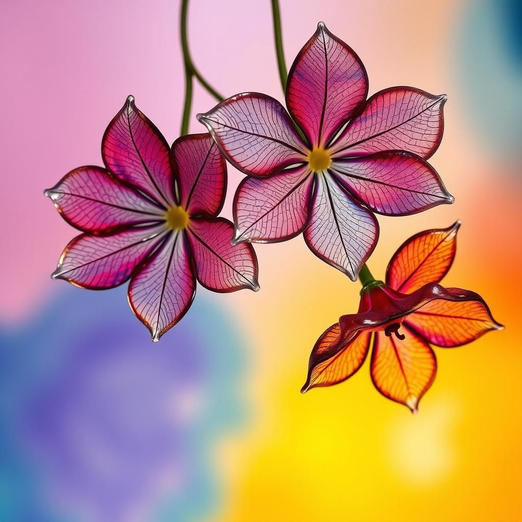 Crystalline Glass Flowers in Jewel Tones