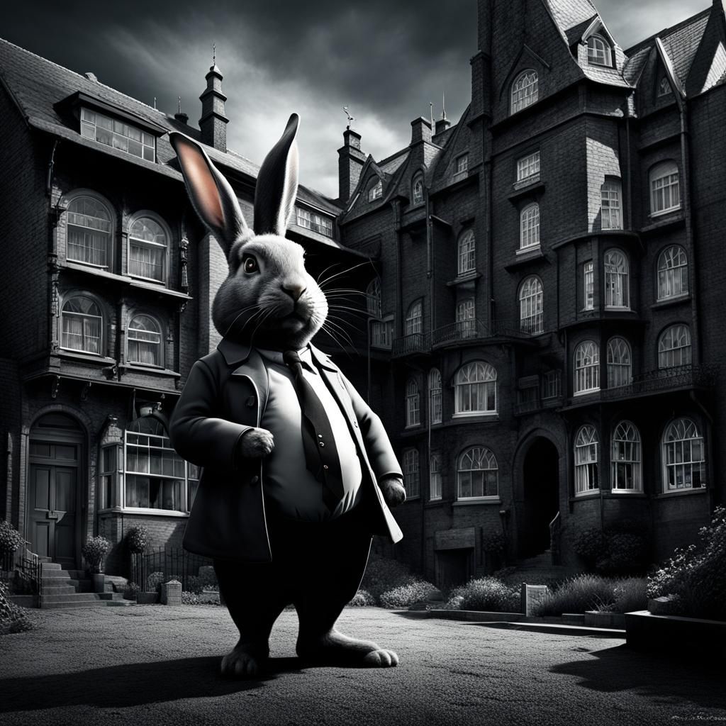 Giant Detective Rabbit in Grimdark Film Noir