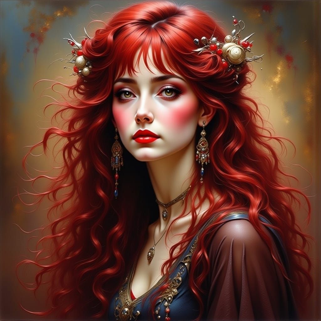 Beautiful Vibrant Dark Redhead Portrait