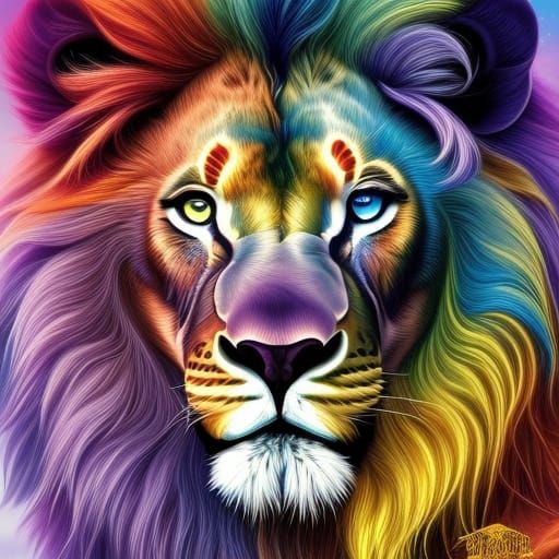 Surreal Fantasy Lion in Exquisite 8K Detail
