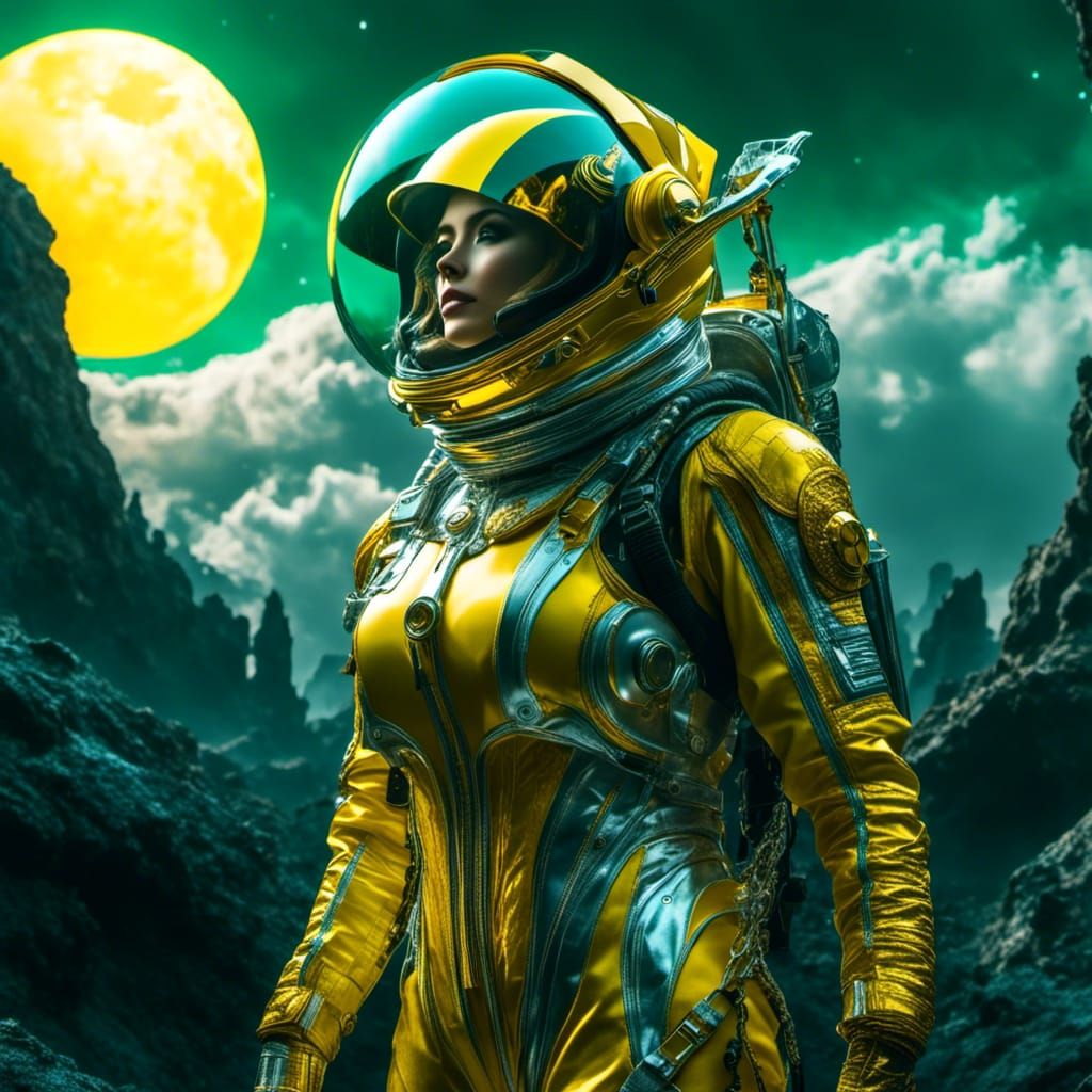 Astronaut on Alien World with Binary Suns