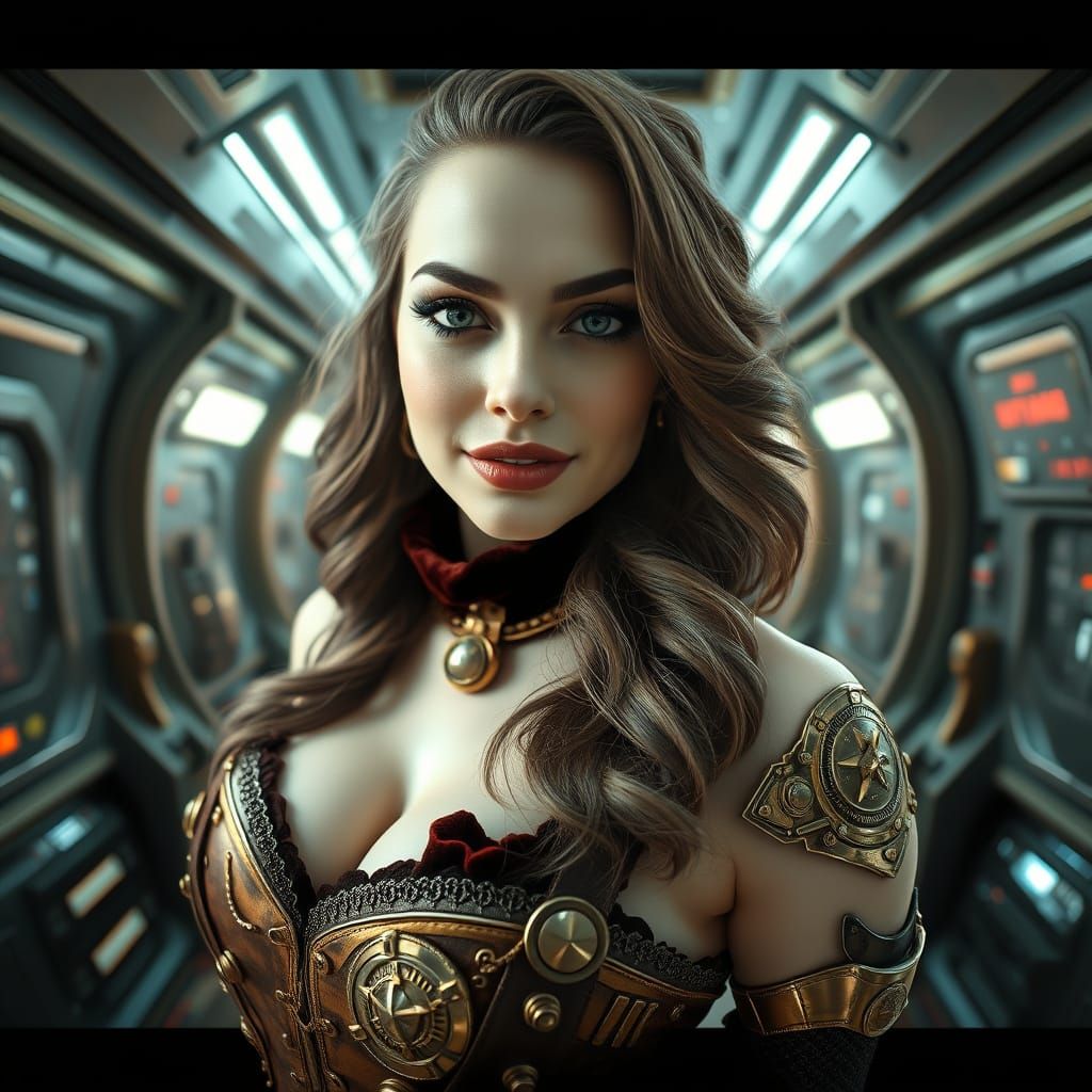 Enchanting Steampunk Siren with Hypnotic Eyes